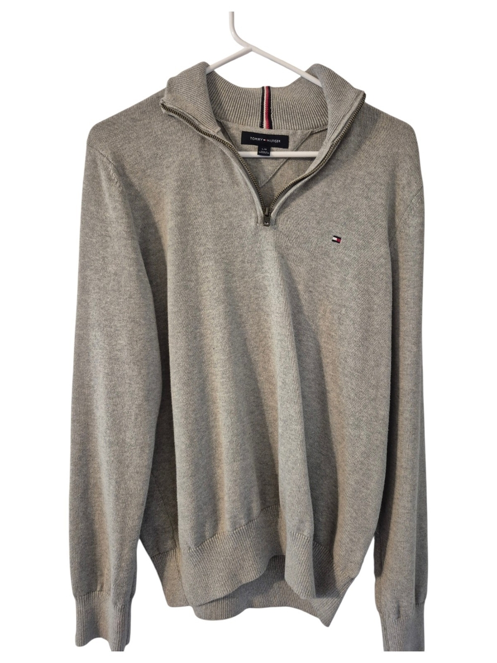 Tommy Hilfiger Men's Light Gray Quarter-Zip Sweater